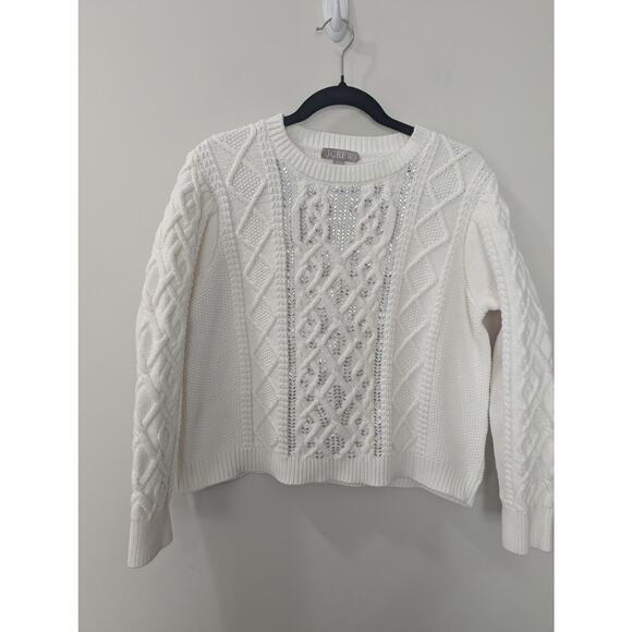 J Crew Cable Knit Crystal Crewneck Sweater - Picture 4 of 7